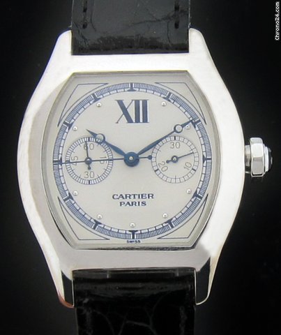 Cartier White Gold Tortue Privee Monopusher Chronograph Watch