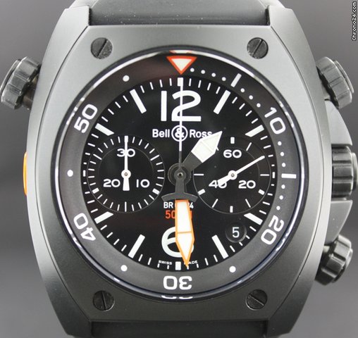 Bell & Ross Carbon Marine Collection Chronograph all black divers watch