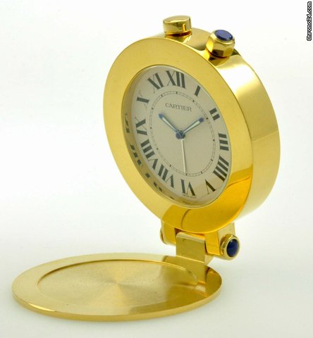 Cartier Pendulette Wecker vergoldet Tischuhr