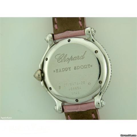 replica Chopard Happy Sport 18ct White Gold Diamond set quartz on strap WATCHES 1 