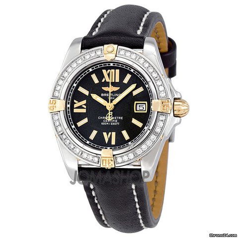 Breitling Cockpit Lady Diamond Black Dial Black Leather Watch B7135653-B910BKLT