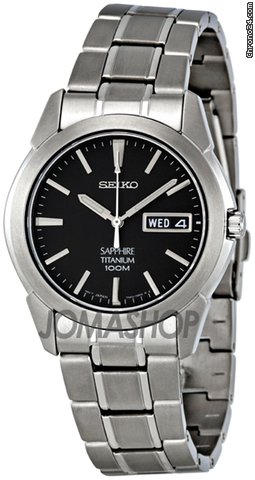Seiko Black Dial Titanium Mens Watch SGG731