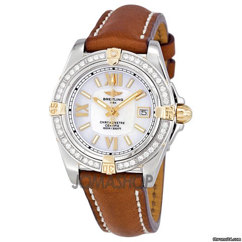 Breitling Cockpit Lady Diamond Brown Leather Watch B7135653-A662