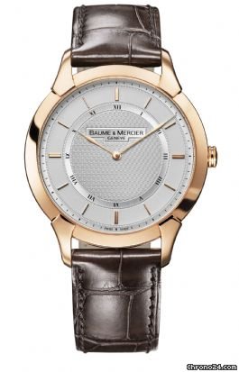Baume & Mercier and  Classima Executives Silver Guilloche 18k Rose Gold Watch 8801