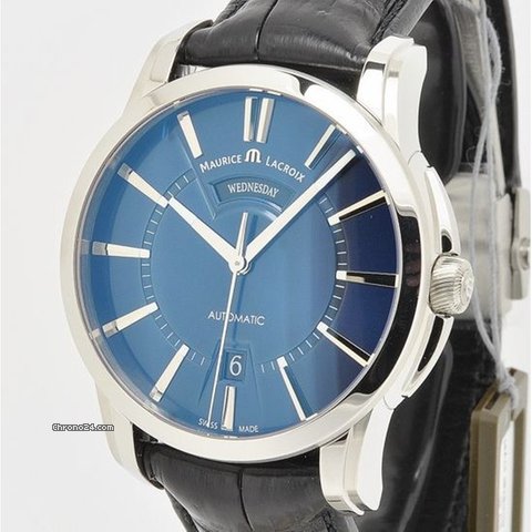 Maurice Lacroix Pontos Day - Date  Blue