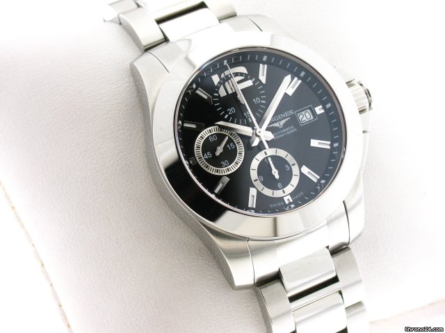 replica Longines CONQUEST CHRONO AUTOMATICO ACCIAIO NERO WATCHES 1 