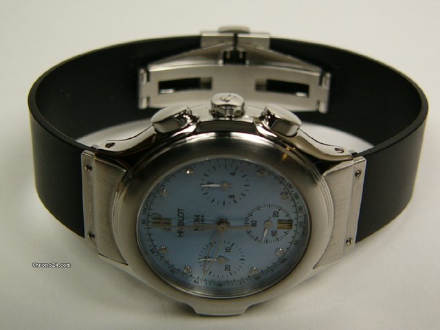 replica Hublot Depose Elegant  chronograph steel, diamonds and rubber mod. 1640.1 WATCHES 1 