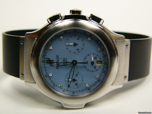 Hublot Depose Elegant  chronograph steel, diamonds and rubber mod. 1640.1