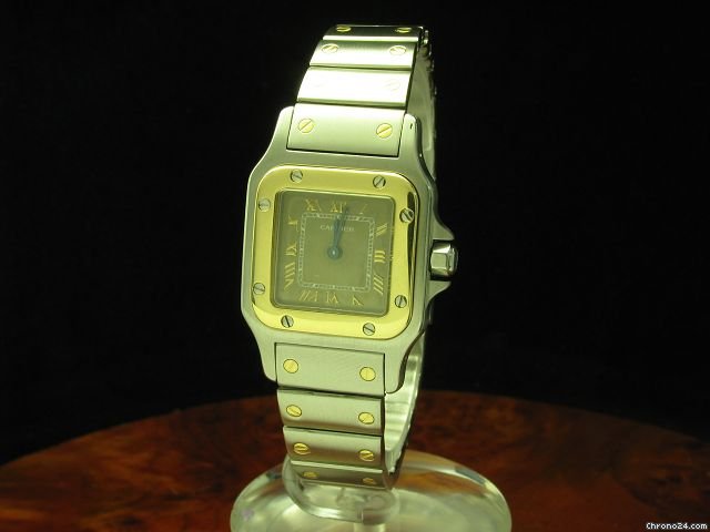 Cartier Santos Galbee 18kt 750 Gold / Edelstahl Damenuhr