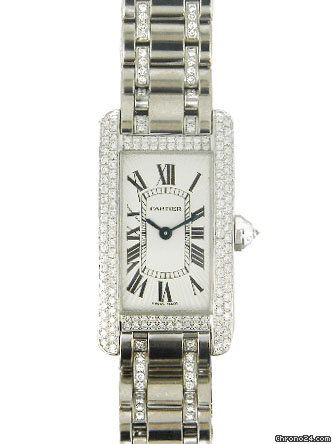 Cartier 18k white gold ladies Tank American