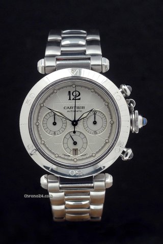 Cartier Pasha Chrono Chronograph Automatik in Edelstahl - Piquet 1185 Basis