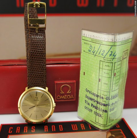 replica Omega De Ville NOS 18K gold Box & Papers 1974 rare vintage WATCHES 1 