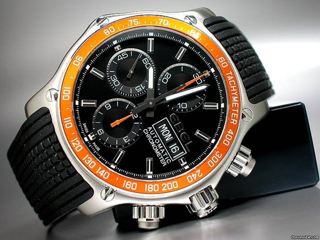Ebel "1911 DISCOVERY CHRONO" Edelstahl/Kautschuk -neues Band-Rev.