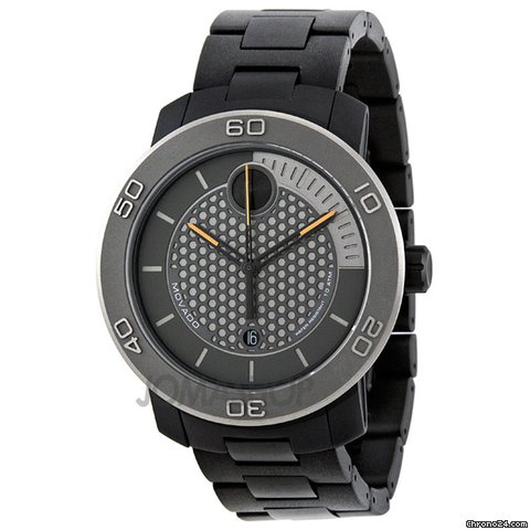 Movado Bold Grey Dial Ion Plated Titanium Mens Watch 3600097