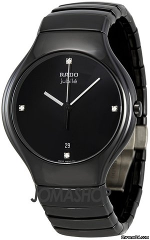 Rado True Jubile Black Diamond Dial Ceramic Mens Watch R27653742