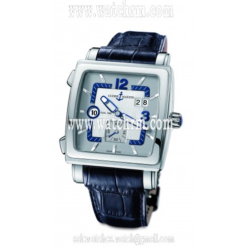 Ulysse Nardin Quadrato Dual Time Steel Blue Men's Watch 243-92-601