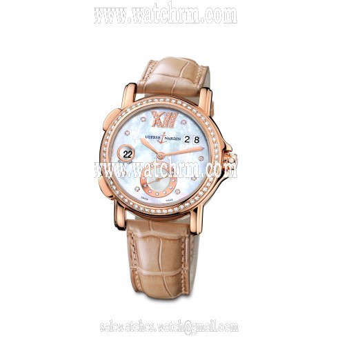 Ulysse Nardin 18kt Rose Gold Diamond Mother-of-pearl Taupe Ladies Watch 246-22B-391
