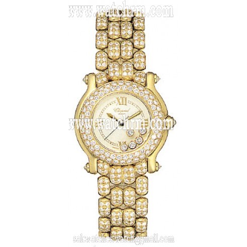 Chopard Happy Sport Diamond 18kt Yellow Gold Ladies Watch 27/6194-20