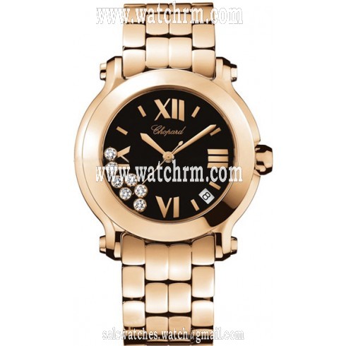 Chopard Happy Sport 18k Rose Gold Diamond Ladies Watch 277472-5001