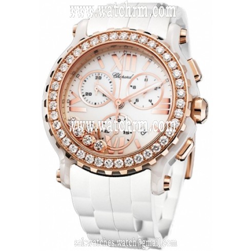 Chopard Happy Sport White Diamond Dial Chronograph Ladies Watch 288515-9002
