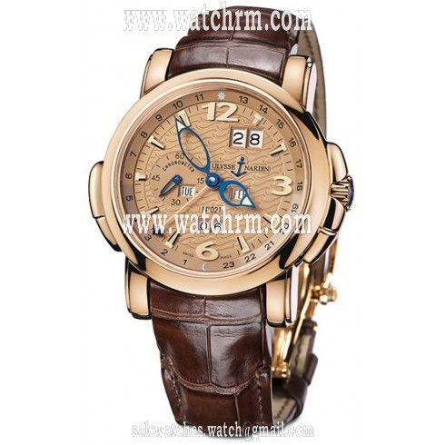 Ulysse Nardin GMT Perpetual Copper Dial Leather Strap Automatic Men's Watch 322-66
