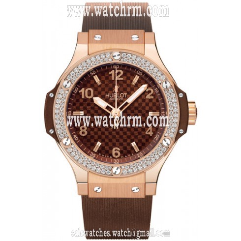 Hublot Chocolate Carbon Dial Diamond Bezel Rubber Ladies Watch 361.PC.3380.RC.1104