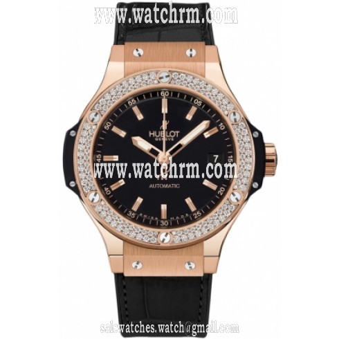 Hublot Big Bang Black Dial Automatic 18K Rose Gold Black Alligator Men's Watch 365.PX.1180.LR.1104