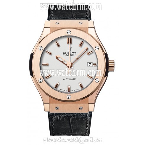 Hublot Classic Fusion Opalin Dial 18K Rose Gold Black Alligator Rubber Men's Watch 511.PX.2610.LR