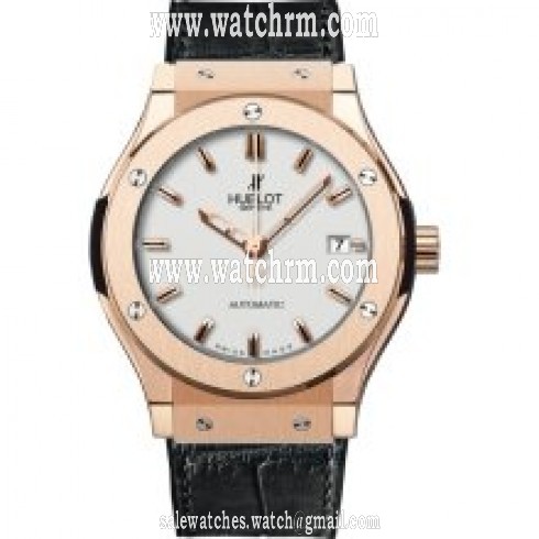 Hublot Classic Fusion Opalin Dial Automatic Black Alligator Rubber Watch 565.PX.2610.LR