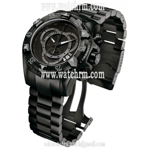 Invicta Reserve Collection Excursion Chronograph Black Dial Black Ion-plated Men's Watch 6474