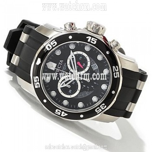 Invicta Men Pro Diver Ocean Master Chronograph BlackmDial Black Rubber Watch 6977