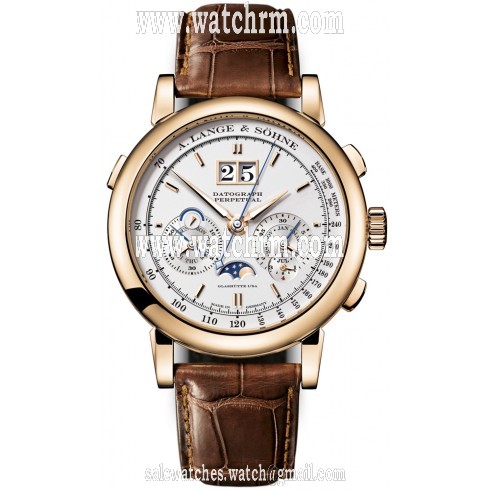 A. Lange and Sohne Datograph Perpetual Silver Dial 18K Rose Gold Men's Watch 410.032
