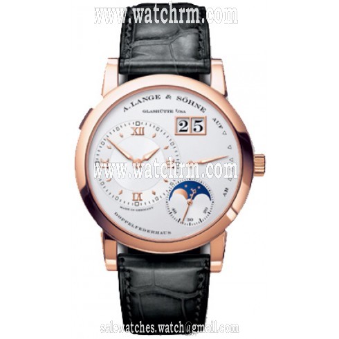 A Lange and Sohne Moonphase Silver Dial Black Leather Strap Men's Watch 109032