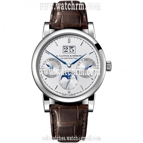 A. Lange and Sohne Saxonia Annual Calendar 18K White Gold Automatic Men's Watch 330.026