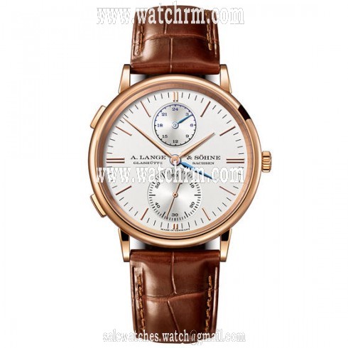 A. Lange and Sohne Saxonia Dual Time Silver Dial 18K Pink Gold Automatic Men's Watch 386.032