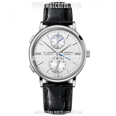 A. Lange and Sohne Saxonia Dual Time Silver Dial 18K White Gold Men's Watch 386.026