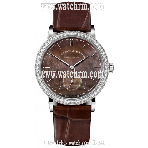 A. Lange and Sohne Saxonia Mother of Pearl Dial 18K White Gold Diamond Ladies Watch 878.038