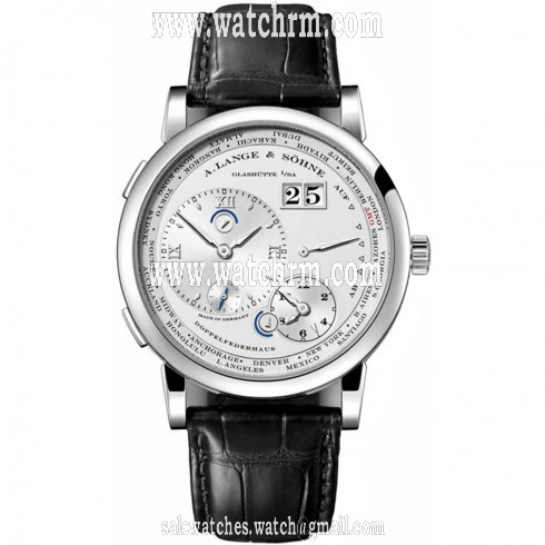 A. Lange and Sohne Silver Dial 18kt White Gold Black Leather Men's Watch 116.039