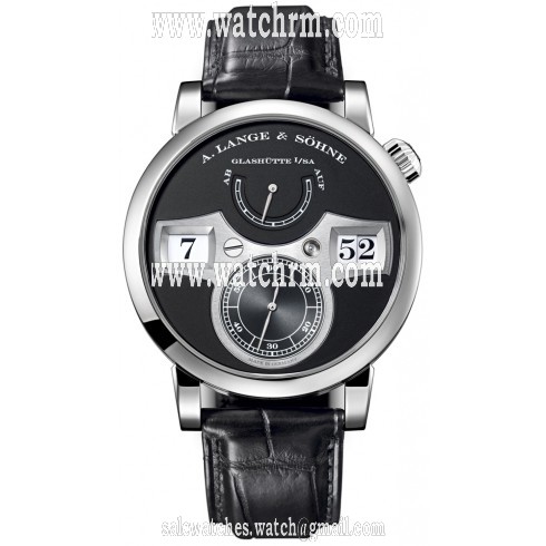 A. Lange and Sohne Zeitwerk Black Dial 18K White Gold Men's Watch 140.029