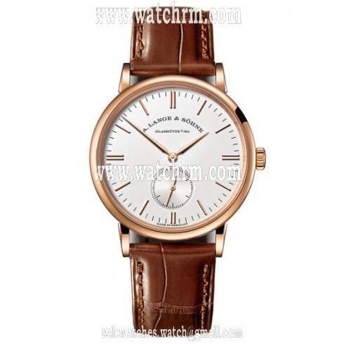 A. Lange and Sonhne Saxonia Silver Dial 18K Rose Gold Men's Watch 219.032