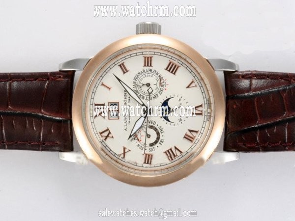 A.Lange Sohne Langematik Perpetual 310.032 Stainless Steel with 18k Gold Bezel White Dial Watch