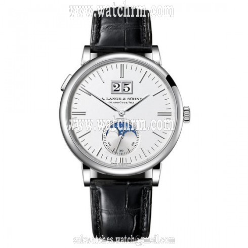 A Lange & Sohne Saxonia Moon Phase Silver Dial Automatic Men's Watch 384.026