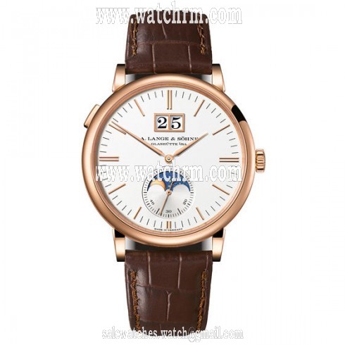 A Lange & Sohne Saxonia Moon Phase Silver Dial Automatic Men's Watch 384.032