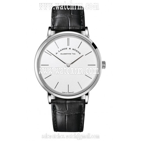 A Lange & Sohne Saxonia Thin Silver Dial 18K White Gold Men's Watch 211.027