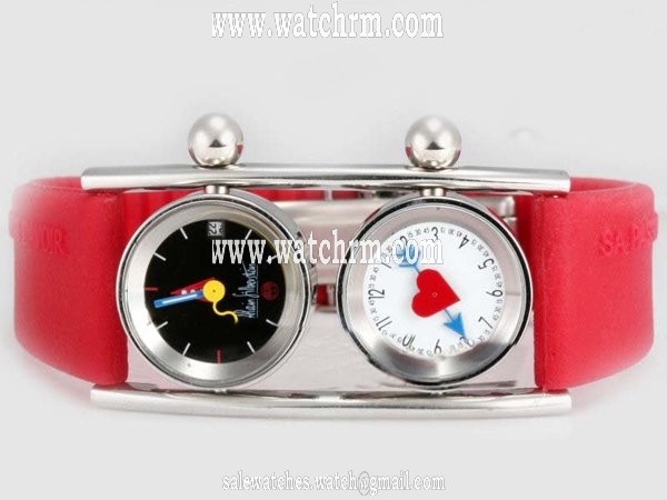 Alain Silberstein Karavan Moon KV12 Stainless Steel Bezel Red Rubber Strap Womens Watch
