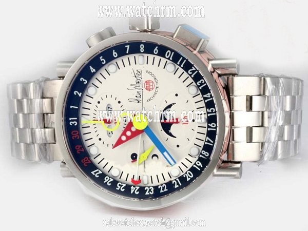 Alain Silberstein Klassik Krono Bauhaus Krono B2 Cuir White Automatic 40mm Mens Watch