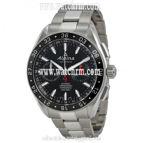 Alpina 4 Chronograph Automatic Black Dial Steel Men's Watch AL-860B5AQ6B