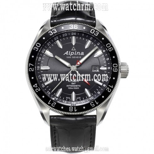 Alpina Alpiner GMT 4 Automatic Black Dial Black Leather Men's Watch AL-550G5AQ6
