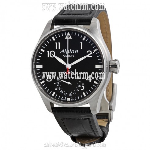 Alpina Aviation Automatic Black Dial Black Leather Men's Watch 710B4S6