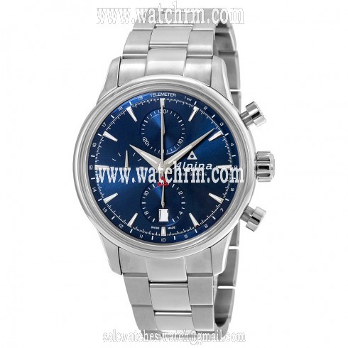 Alpina Chronograph Sunray Navy Dial Stainless Steel Men's Watch AL-750N4E6B